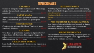 Luna Azteca Menu Page 3